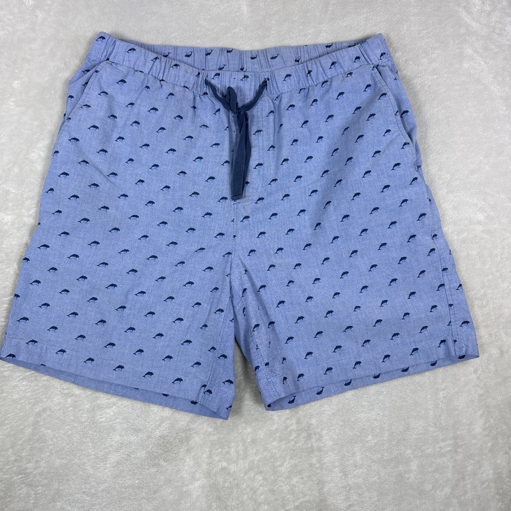 Southern Tide Shorts Men Small Blue Allover Dolphins Print Drawstring 7" Inseam